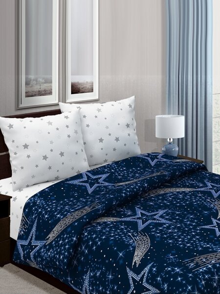 Комплект постельного белья Для дома Россия Чернильный; Белый Звёзды (фото 1)