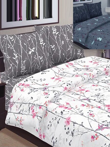 Комплект постельного белья Для дома Россия Серый Цветы (фото 1)