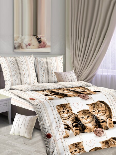 Комплект постельного белья Для дома Россия Белый Кошки (фото 1)