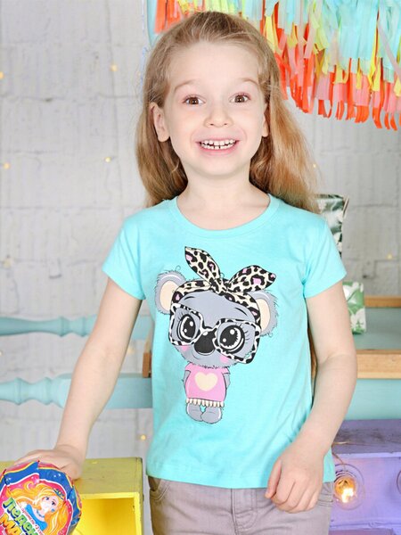 Футболка Девочкам Baby style Голубой Коала (фото 1)