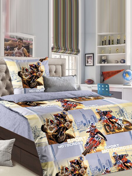 Комплект постельного белья Для дома Россия Голубой светлый Мотоциклист (фото 1)