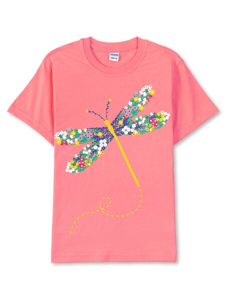 Футболка Девочкам Sladikmladik Персиковый Стрекоза (фото 1)
