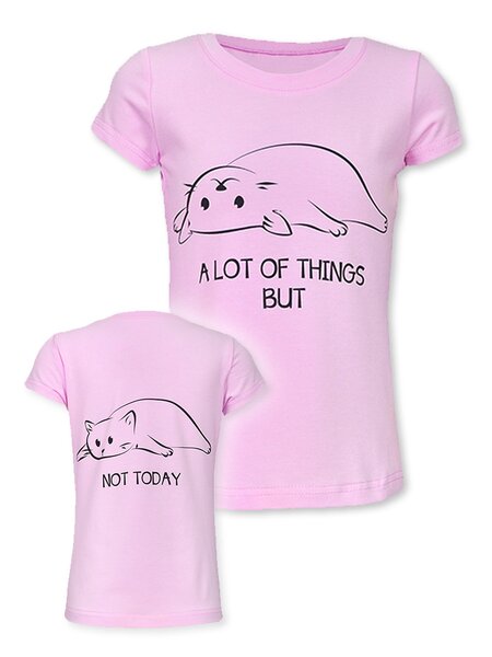 Футболка Девочкам Лунёва Розовый светлый Котик (фото 1)