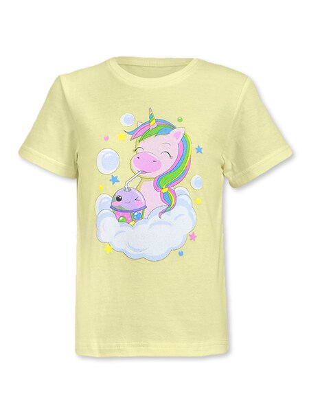 Футболка Девочкам Лунёва Жёлтый светлый Единорог (фото 1)