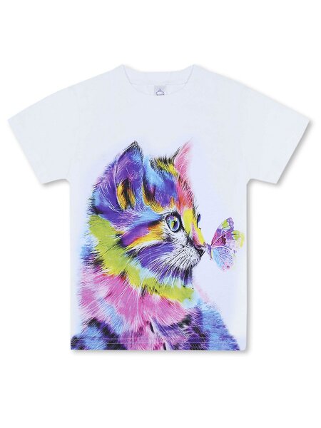 Футболка Девочкам Bonito Белый Кошка (фото 1)