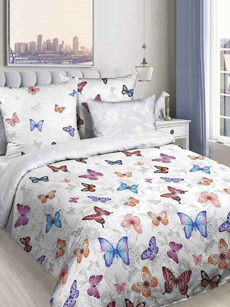 Комплект постельного белья Для дома Россия Серый светлый Бабочки (фото 1)