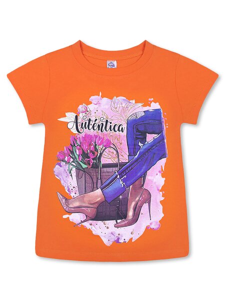 Футболка Девочкам Bonito Оранжевый Цветы (фото 1)