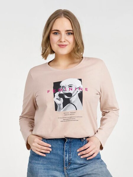 Лонгслив Женщинам Россия Бежевый Девушка (фото 1)