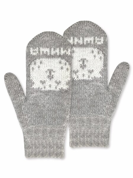 Варежки детские Мальчикам Россия Серый меланж Мишка (фото 1)