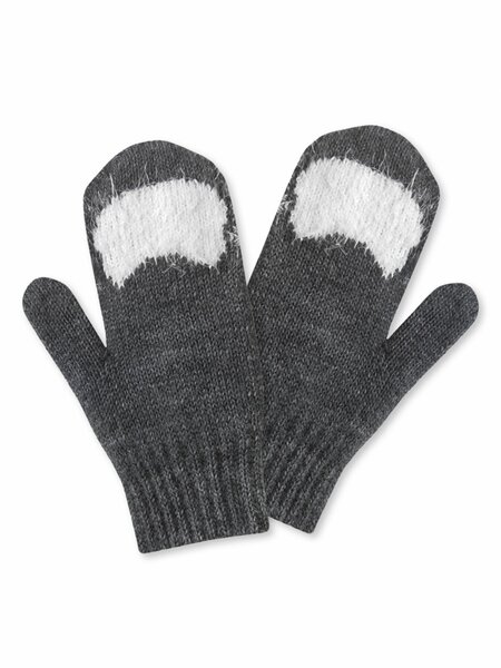 Варежки детские Мальчикам Россия Серый тёмный Котик (фото 1)