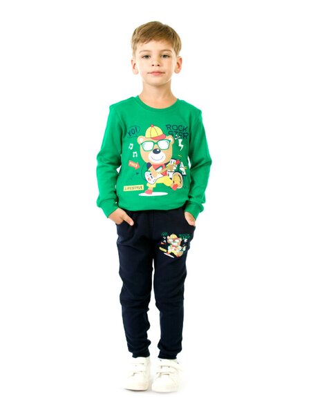 Костюм Мальчикам Baby style Зелёный; Чернильный Мишка (фото 1)