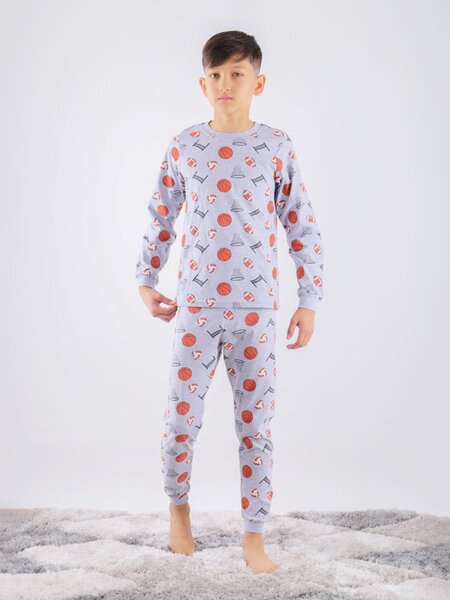 Пижама Мальчикам Le&lo Серый меланж Мячи (фото 1)