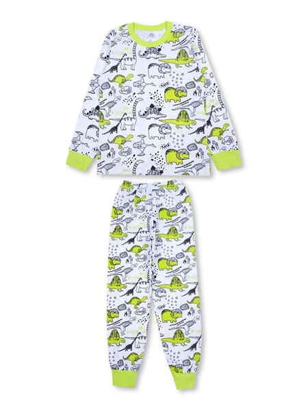 Пижама Мальчикам Bonito Белый; Салатовый Динозавры (фото 1)