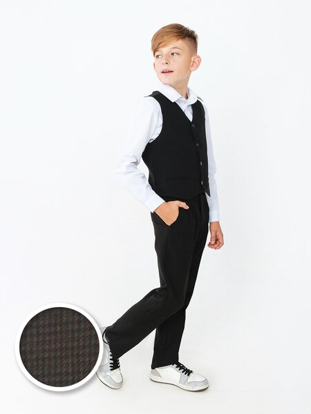 Костюм (жилет + брюки) Мальчикам Россия Чёрный Клетка (фото 1)