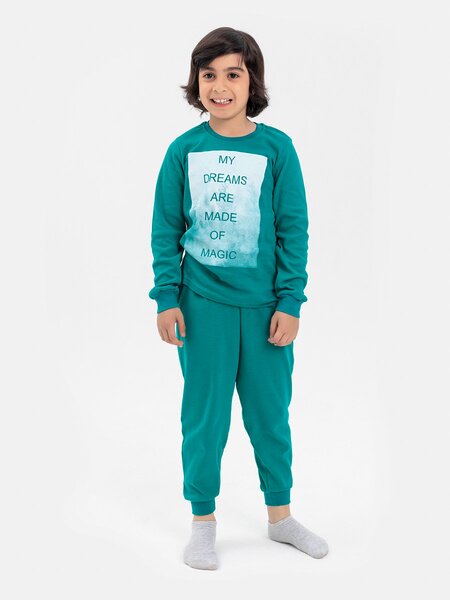 Пижама Мальчикам Sladikmladik Изумрудный Надпись (фото 1)