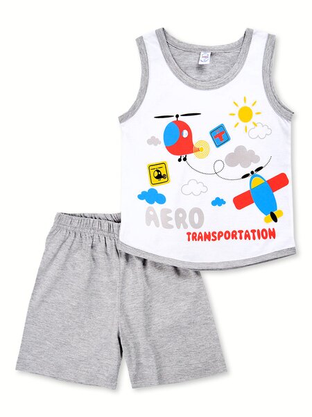 Костюм Мальчикам Bonito Белый; Серый меланж Самолёты (фото 1)