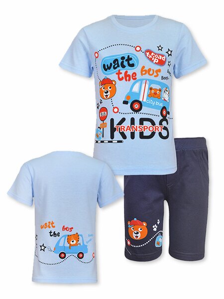 Костюм Мальчикам Лунёва Голубой; Графит Транспорт (фото 1)