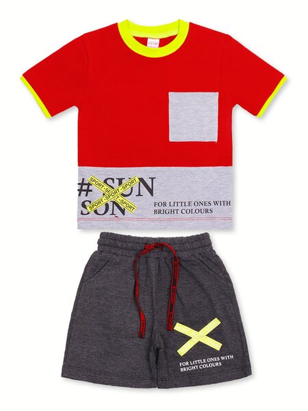 Костюм Мальчикам Bonito Красный; Серый тёмный Надпись (фото 1)