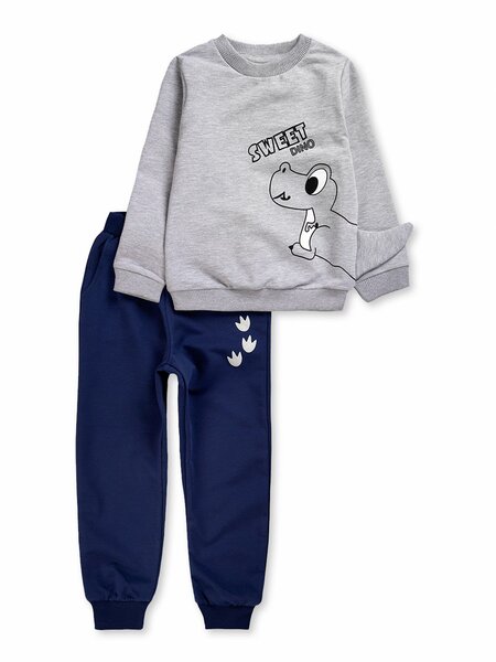 Костюм Мальчикам Bonito Серый меланж; Чернильный Динозавр (фото 1)