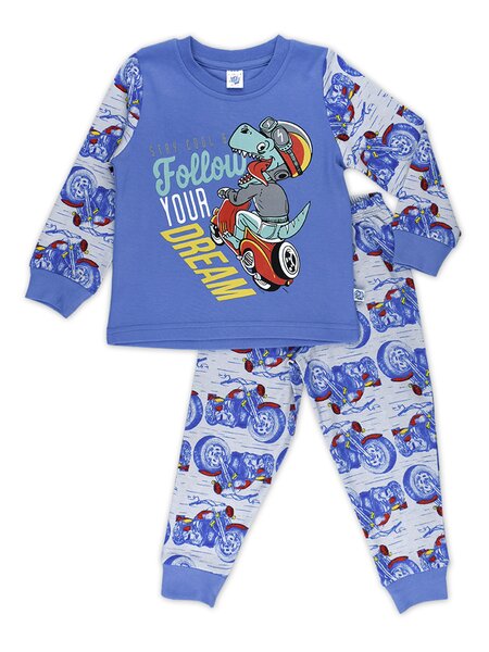 Пижама Мальчикам Elephant kids Синий Динозавр (фото 1)