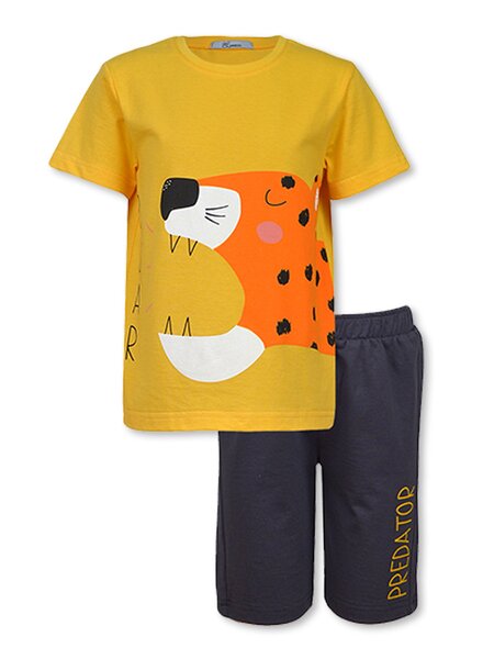 Костюм Мальчикам Лунёва Горчичный; Графит Леопард (фото 1)