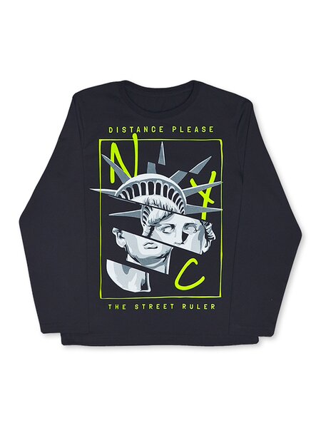 Лонгслив Мальчикам Лунёва Чёрный Надпись (фото 1)