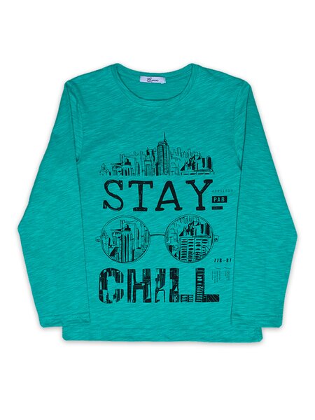 Лонгслив Мальчикам Лунёва Изумрудный Надпись (фото 1)