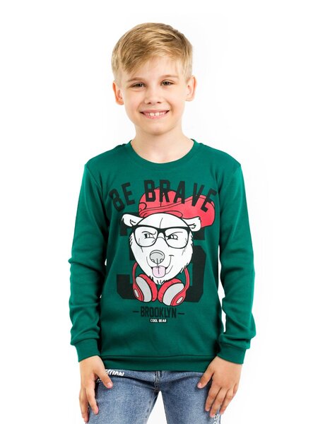 Джемпер Мальчикам Baby style Зелёный тёмный Медведь (фото 1)