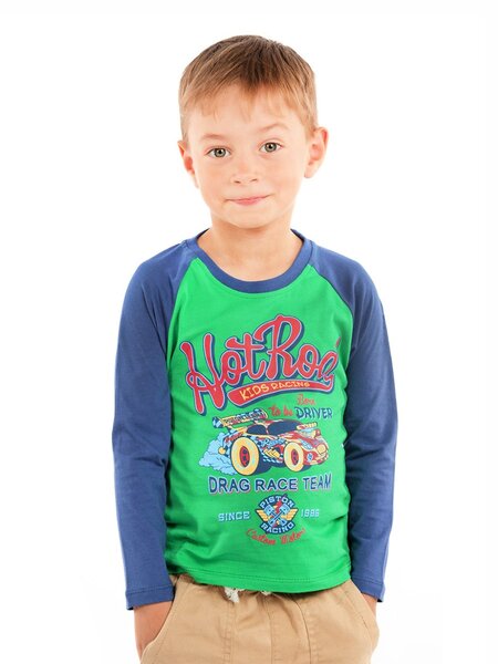 Лонгслив Мальчикам Baby style Зелёный; Серо-синий Надпись (фото 1)