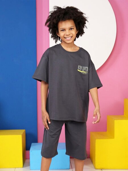 Костюм Мальчикам Baby style Графит Надпись (фото 1)