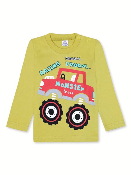 Лонгслив Мальчикам Bonito Горчичный Монстртрак (фото 1)