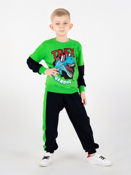Костюм Мальчикам Россия Салатовый; Чёрный Динозавр (фото 1)