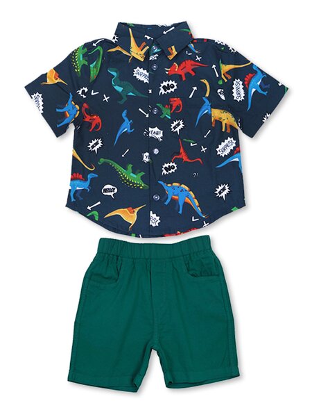 Костюм Мальчикам Bonito Серо-синий; Зелёный тёмный Динозавры (фото 1)