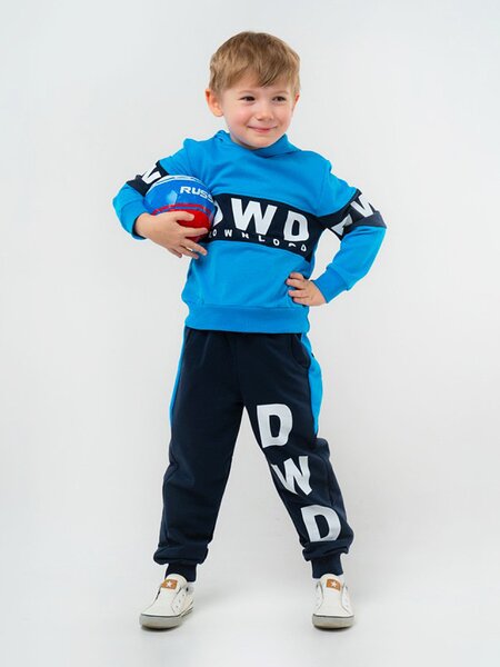 Костюм Мальчикам Россия Синий светлый Надпись (фото 1)