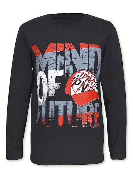 Лонгслив Мальчикам Лунёва Чёрный Надпись (фото 1)