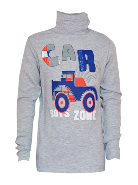 Водолазка Мальчикам Baby style Серый меланж Машинка (фото 1)