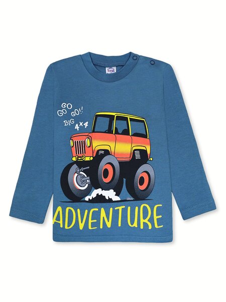 Лонгслив Мальчикам Bonito Серо-синий Машинка (фото 1)