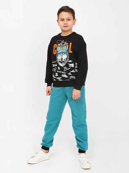Костюм Мальчикам Kip Чёрный; Бирюзовый Волк (фото 1)