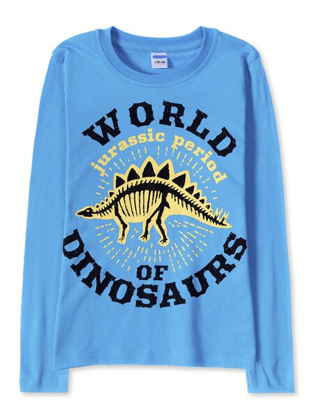 Лонгслив Мальчикам Sladikmladik Голубой Динозавр (фото 1)