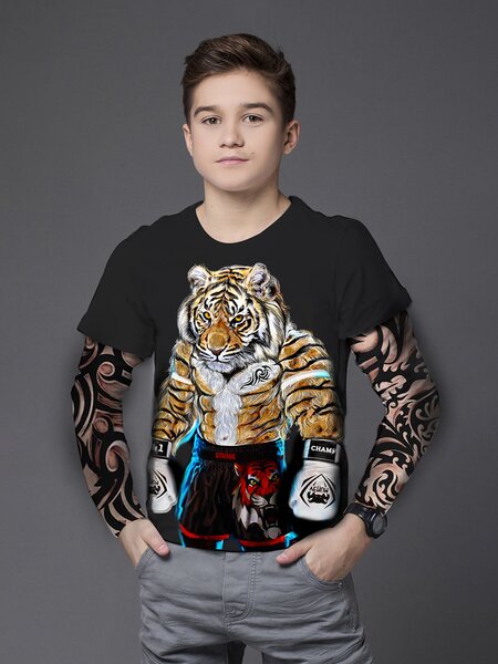 Лонгслив Мальчикам Стиляж Чёрный Тигр (фото 1)