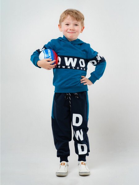 Костюм Мальчикам Россия Серо-синий Надпись (фото 1)