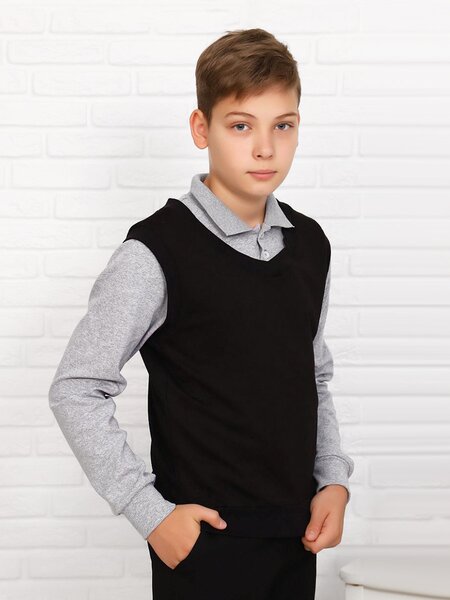 Джемпер Мальчикам Россия Серый; Чёрный Без рисунка (фото 1)