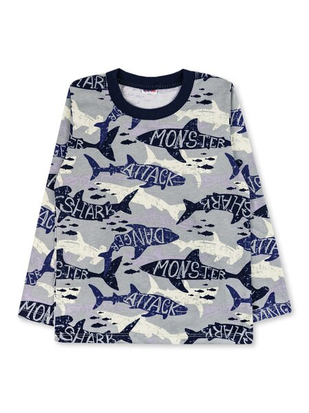 Лонгслив Мальчикам Юлала Серый Акулы (фото 1)