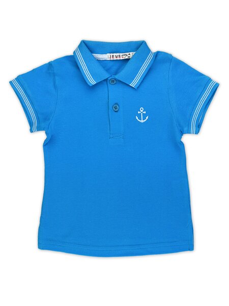 Поло Мальчикам Jewel style Синий светлый Якорь (фото 1)