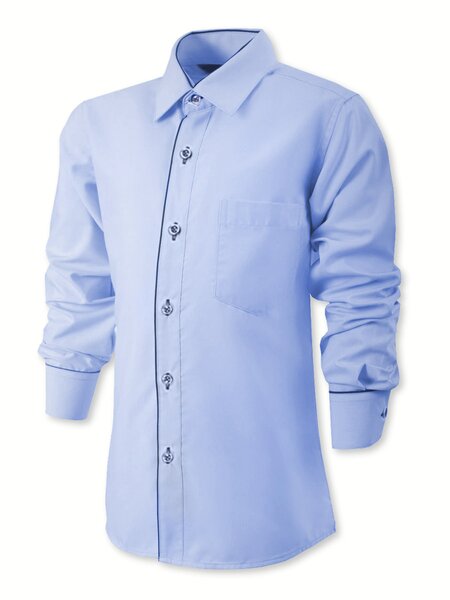 Рубашка Мальчикам Китай Голубой Без рисунка (фото 1)