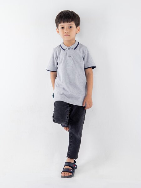 Поло Мальчикам Le&lo Серый меланж Без рисунка (фото 1)