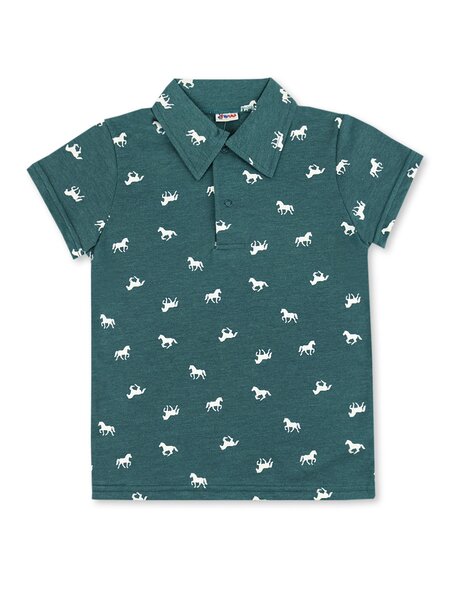 Поло Мальчикам Юлала Зелёный тёмный Лошади (фото 1)