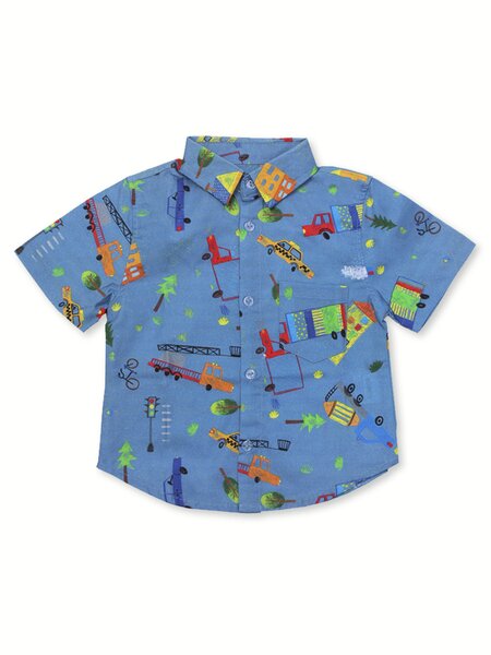Рубашка Мальчикам Bonito Серо-синий Машинки (фото 1)
