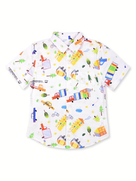 Рубашка Мальчикам Bonito Белый Машинки (фото 1)