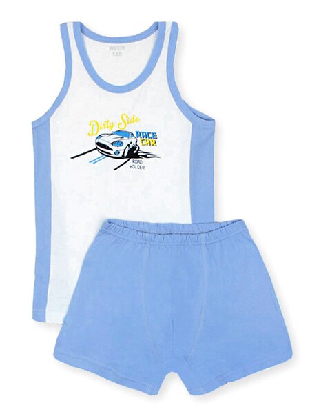 Комплект Мальчикам Niso Белый; Синий светлый Машина (фото 1)